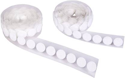 Vardhman Strong self adhesive back Hook And Loop Dot Fasteners 100 set , 18 mm ( 3/4 inch ) color white Sew-on Velcro