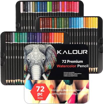 Levin Kalour Watercolor Pencils Set of 72 Beautiful Blending Effects with Wet or Dry