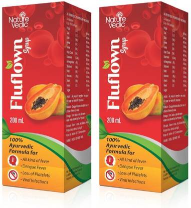 Nature Vedic Fluflown Syrup for All Kind of Fever, Dengue, Loss of platelets | 200ml Eachl