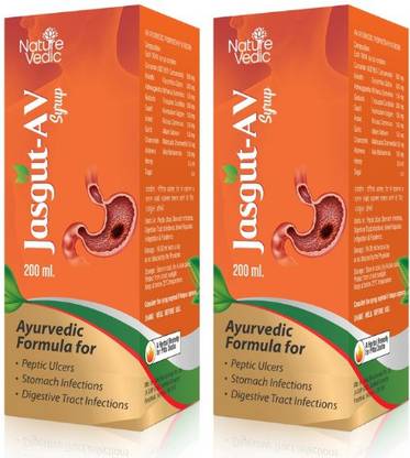 Nature Vedic Jasgut - AV Syrup for Peptic Ulcers & Stomach Infection| 200 ml Each