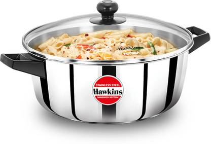 Hawkins Stainless Steel Induction with Glass Lid (SSCB50G) Cook and Serve Casserole
