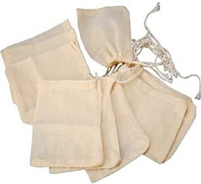 WUD Reusable Unbleached Muslin Cloth Bags for Straining Juice,Spice Bag Pack of 10 Strainer