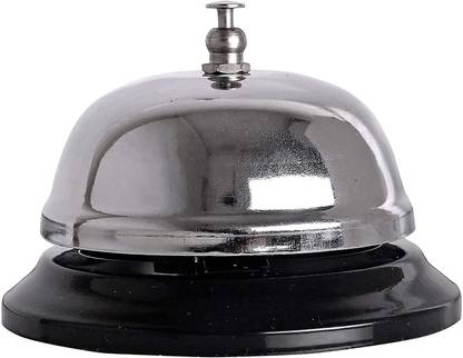 Levin Push and Press Stainless Steel Call Bell for Table | Desk, Home/Office, Silver Demonstration Bell