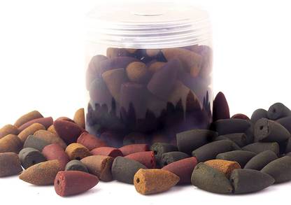 ARINJAY Fountain Cones Big Size Backflow Incense Cone with Fragrances Assorted (100 pcs) Sandal, Rose, Lavender Dhoop