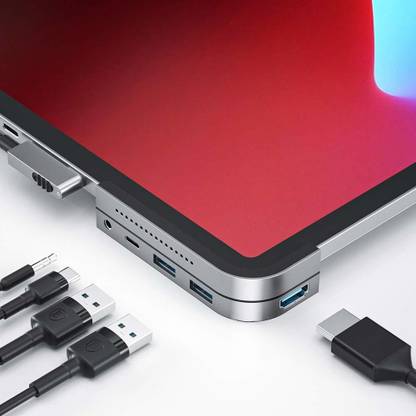 Atharva Incorporation Newest Version 6-in-1 USB-C Hub BASEUS-IPAD-HUB Portable USB C Adapter for iPad Pro with Independent Switch