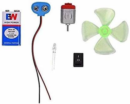 Hawk Eye Project Kit Fan Blade DC Motor 9V Battery, 1 LED, Battery Connector, Switch Educational Electronic Hobby Kit