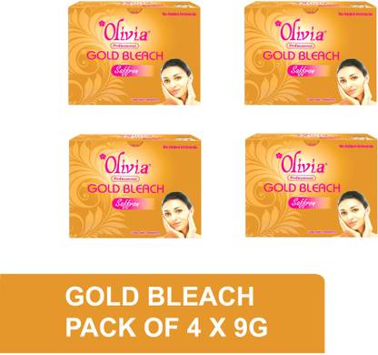Olivia Gold Bleach (Cream 7g, Activator 1g, Bleach Booster 1g) (Pack of 4 X 9G)