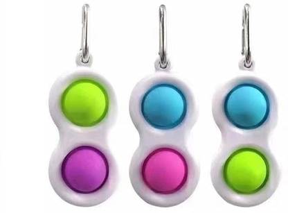 Shatchi 2pcs 8X4cm Pop It Peanut Keyring Bubble Fidget Simple Dimple Key Chain