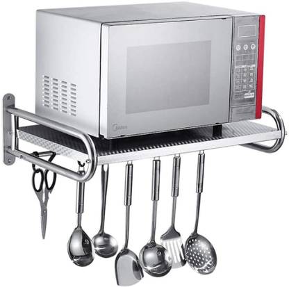 saifix Containers Kitchen Rack Iron Wall Mounted Metal Microwave Oven Shelf, Oven Rack For Multi-Purpose Usage
