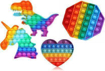 Sheetla Push Fidget Sensory Rainbow Toy, Stress Relief Figit Toy (Pack of 4)