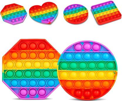 Banke Ji Pop it Combo 4 Pcs PopToy Set Popet for stress relief Bubble Sensory Fidget toy