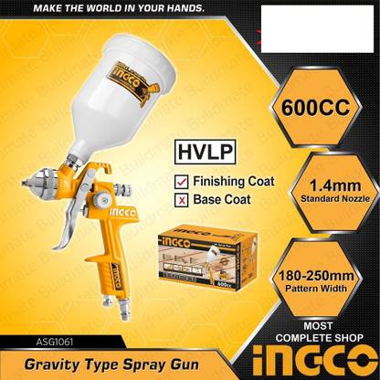 INGCO ASG1061, Floor Based Electric Paint Spray Gun (600cc, 180-250mm, 1.4mm) SPRAY GUN GRAVITY TYPE Air Assisted Sprayer