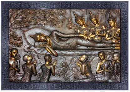 pnf Buddha Wood Photo Frames with Acrylic Sheet (Glass)28045 Digital Reprint 10 inch x 14 inch Painting