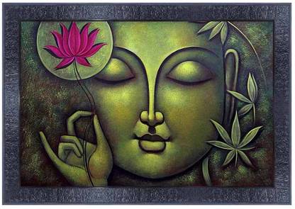 pnf Buddha Wood Photo Frames with Acrylic Sheet (Glass)6829 Digital Reprint 10.5 inch x 13.5 inch Painting