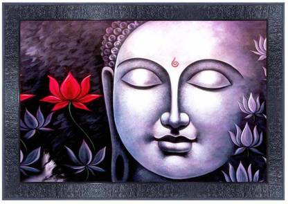 pnf Buddha Wood Photo Frames with Acrylic Sheet (Glass)17247 Digital Reprint 10.5 inch x 13.5 inch Painting