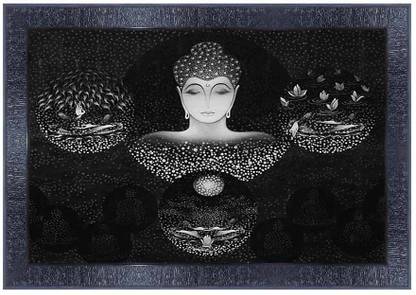 pnf Buddha Wood Photo Frames with Acrylic Sheet (Glass)7021 Digital Reprint 10 inch x 14 inch Painting