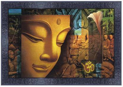 pnf Buddha Wood Photo Frames with Acrylic Sheet (Glass)14575 Digital Reprint 10 inch x 14 inch Painting
