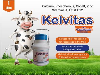 Kelvitas Chelated Liquid Calcium for Cattle, Cow, Buffalo (With Gluconeogenic Precursor) Pet Health Supplements
