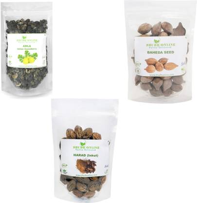 Shudh Online Dry Amla Baheda Harad combo -Dried Triphala Raw Digestion, Weight loss (100g*3) Seed