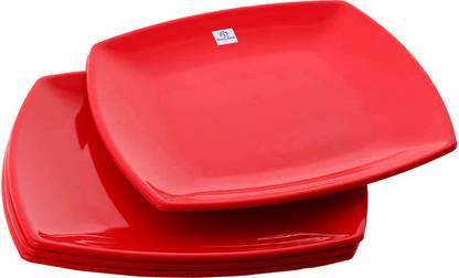 Heart Home Set of 4 Square Plastic Dinner Plates Sets Dinner Plate