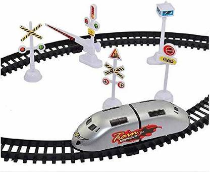 CADDLE & TOES High Speed Metro Train with Round Track with Sign Boards for Kids (Silver)