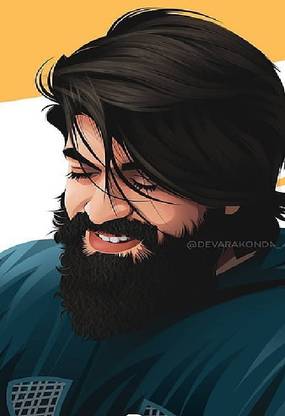 Smoky Design kgf 2 actor beard man bee yash Wallpaer Poster