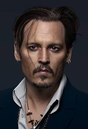 johnny depp earrings actor face portrait necklace shirt suit men wallpaper Poster Paper Print
