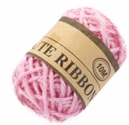 Uprising Store Pink Jute Rope Ribbon for Art and craft decoration (Pack Of 2 Each 10M Length)