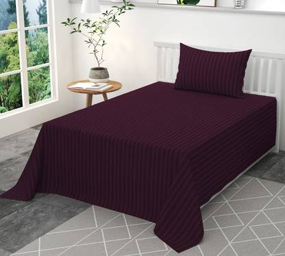 RRC Microfiber Single Flat 144 TC Striped Bedsheet