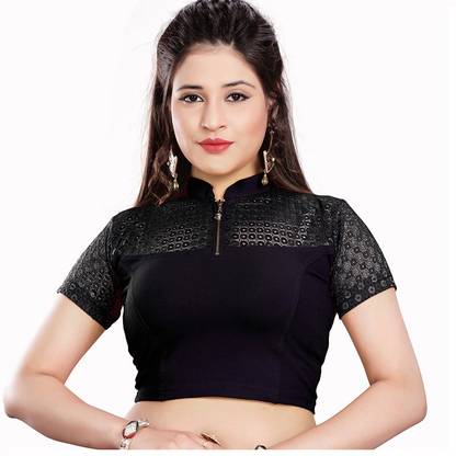 Women Band collar Short Sleeve Blouse