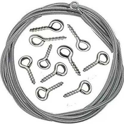 MINSALES™ wire spring for Window Curtain Net Cord Kit with Pack of (12 Hooks / 20 METER) Curtain Ring with Hook