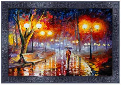 pnf Landscape hand painting scenery art Wood Frames with Acrylic Sheet (Glass)27771 Digital Reprint 10.25 inch x 13.75 inch Painting