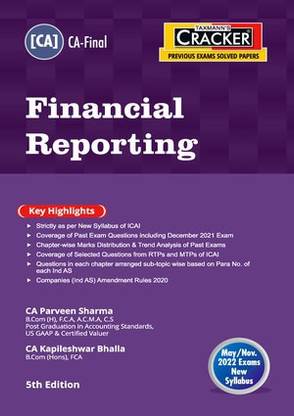 CA Final Cracker Financial Reporting New Syllabus By CA Parveen Sharma , CA Kapileshwar Bhalla Applicable For May 2022 Exam