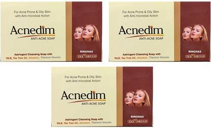 RINGHAS Acnedim Anti Acne Soap (Pack of 3*75g)