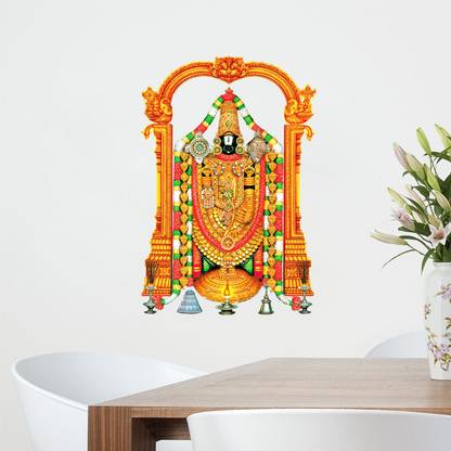 Decoration Designs 40 cm lord ri venkateswara swamy vaari Wall Sticker God for Pooja Room Picture 433 Self Adhesive Sticker