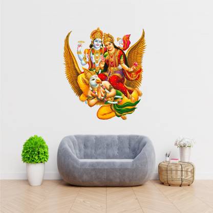 wildartcreation 50 cm shri laxmi mata Wall Sticker Picture 442 Self Adhesive Sticker