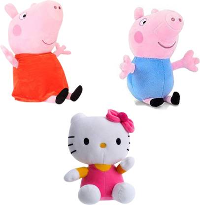 Toyhaven Adorable combo of George pig, Peppa pig, Hello Kitty / Perfect toys for kids  - 25 cm