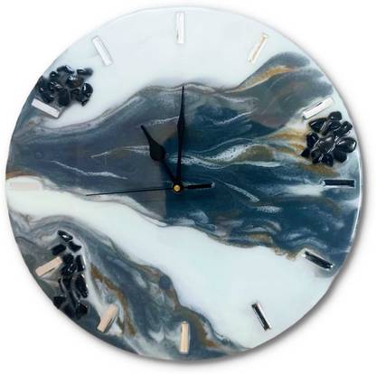 FusionsByNeha Stones embedded Handmade Resin Clock (12" dial)