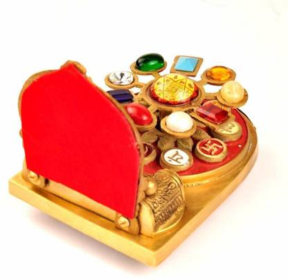 Shiva Tears Bronze Shri Dhan Varsha Kuber Yantra Chowki for Home Temple Bronze Yantra