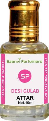Saanvi perfumers Desi Gulab Attar For Unisex - Pure Natural Undiluted (Non-Alcoholic) (10ml) Floral Attar