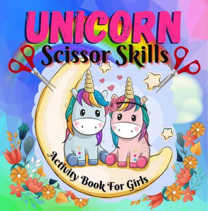 Unicorn scissor skills activity book for girls