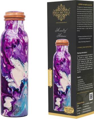 IndianArtVilla by Indian Art Villa Copper Designer Bottle,Antique Designer Storage Water,Gift Item 1000 ml Bottle