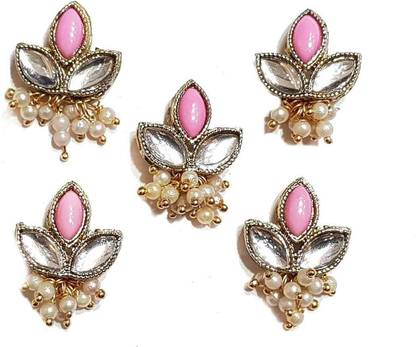 Mohan Shoppe Light Pink color Fancy Kundan Buttons for Jewelry Making, Ladies Suit Metal Buttons