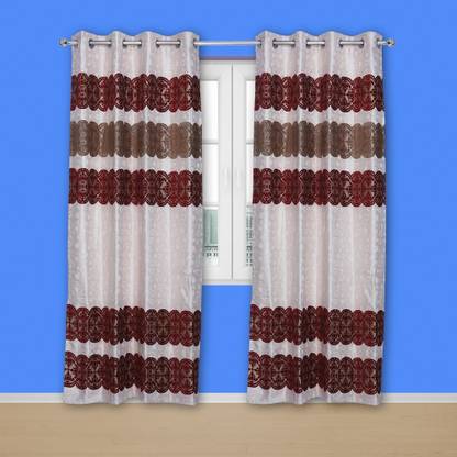 Parda Online 152 cm (5 ft) Window Jacquard Room Darkening Curtain Single Curtain