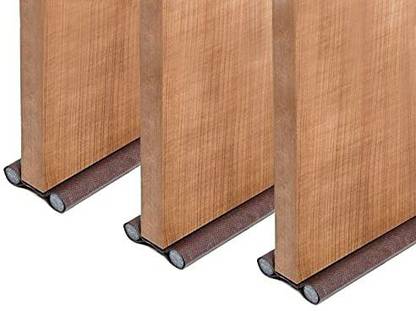 SAENTE Door Seal Pack of 3 Seal Brown Sealing Strip Draft Stopper 37-inch Under Adjustable Door Draft Blocker Insulator Isolation The Light and Washable DSAD120 Floor Mounted Door Stopper