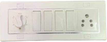 vankal 8 Modular Switch Board Included 4 Switchs (6A), 1 Socket (6A) & 1 Fan Regulator Wall Plate