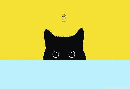 SsNdf45r minimalism digital art simple cat wallpaper Poster Paper Print