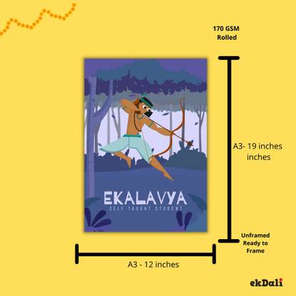 Mahabharat for kids poster set based on characters and stories - Set of 6 posters - 6 x 8 inches Canvas Art