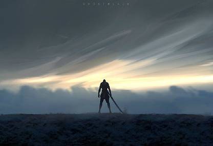 nr8wpgMf wlop ghost blade warrior men wallpaper Poster Paper Print