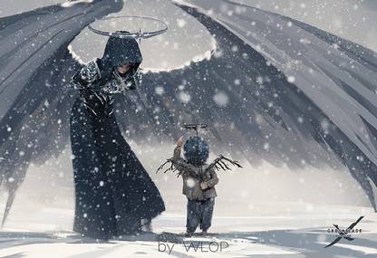 DzSPY65V fantasy art angel snow wlop wallpaper Poster Paper Print